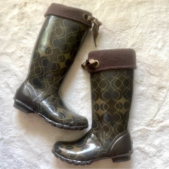Bogs Shoes - BOGS Alex Swirl Print Fleece Lined Ribbon Tie Tall Boots 9